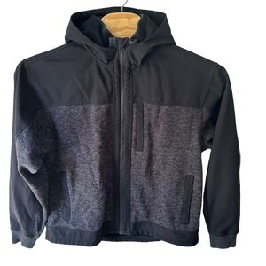 Cinch Men's Soft Shell Hooded Jacket XL Black Full Zip Mid Weight